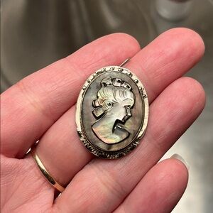 Antique 800 silver MOP cameo pendant